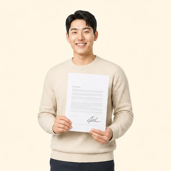 저신용 펠리세이드 장기렌트 서면 견적서를 들고 있는 고객